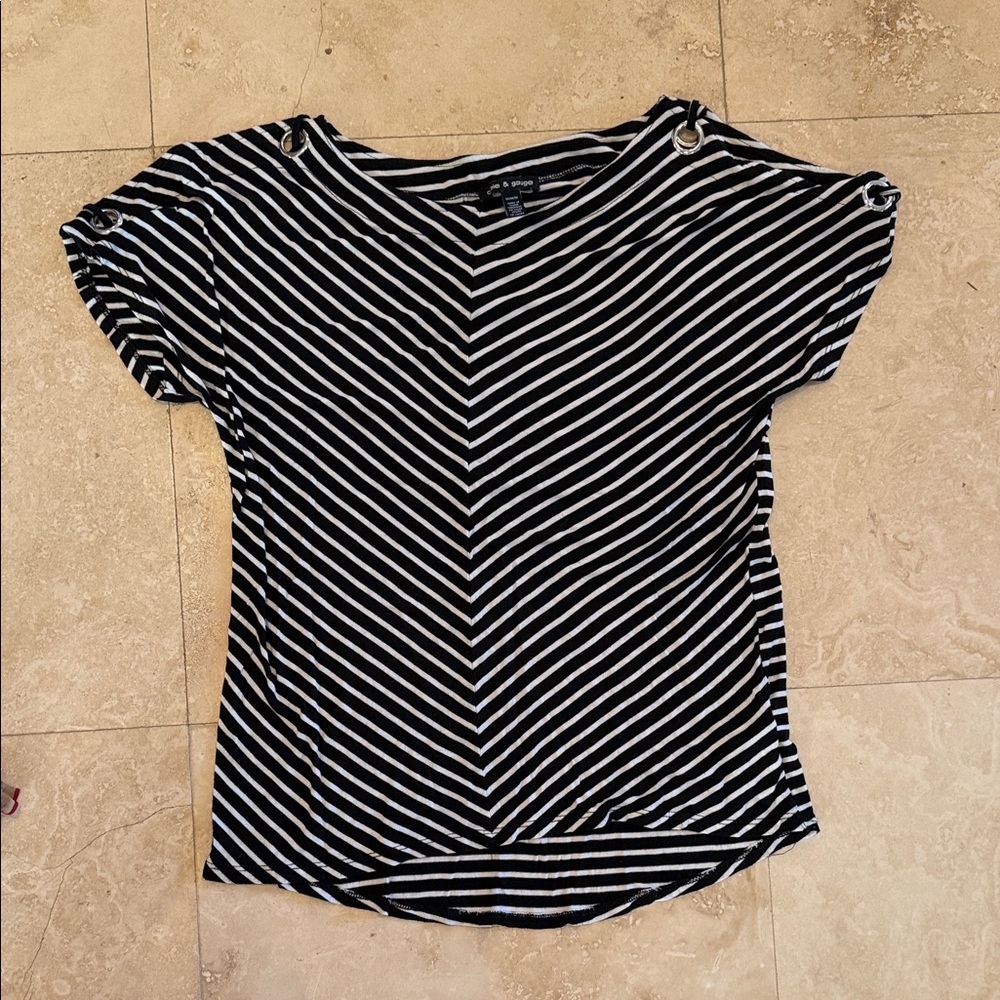 Cable & Gauge Striped Black and White Top